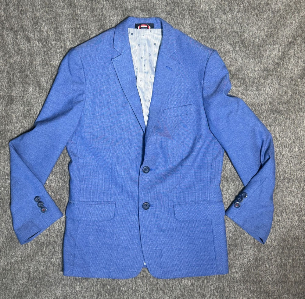 TOMMY HILFIGER Big Boys Textured & Stretch Suit Jacket Only Medium Blue- Size 12